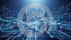 Digital Network with Global Data Flow and Geometric Elements